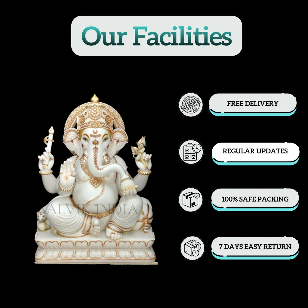 6 inch Makrana marble Ganesh idol