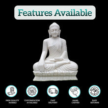 Handcrafted White Marble Buddha Murti 6 Inch Close View