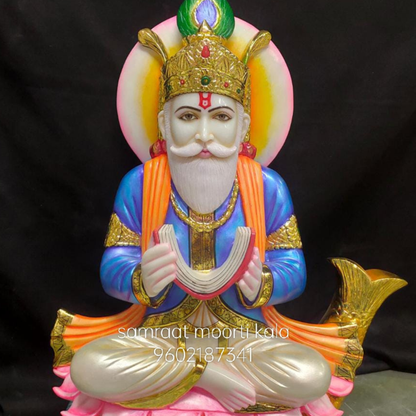Jhulelal Marble Murti for Home Temple in White Marble