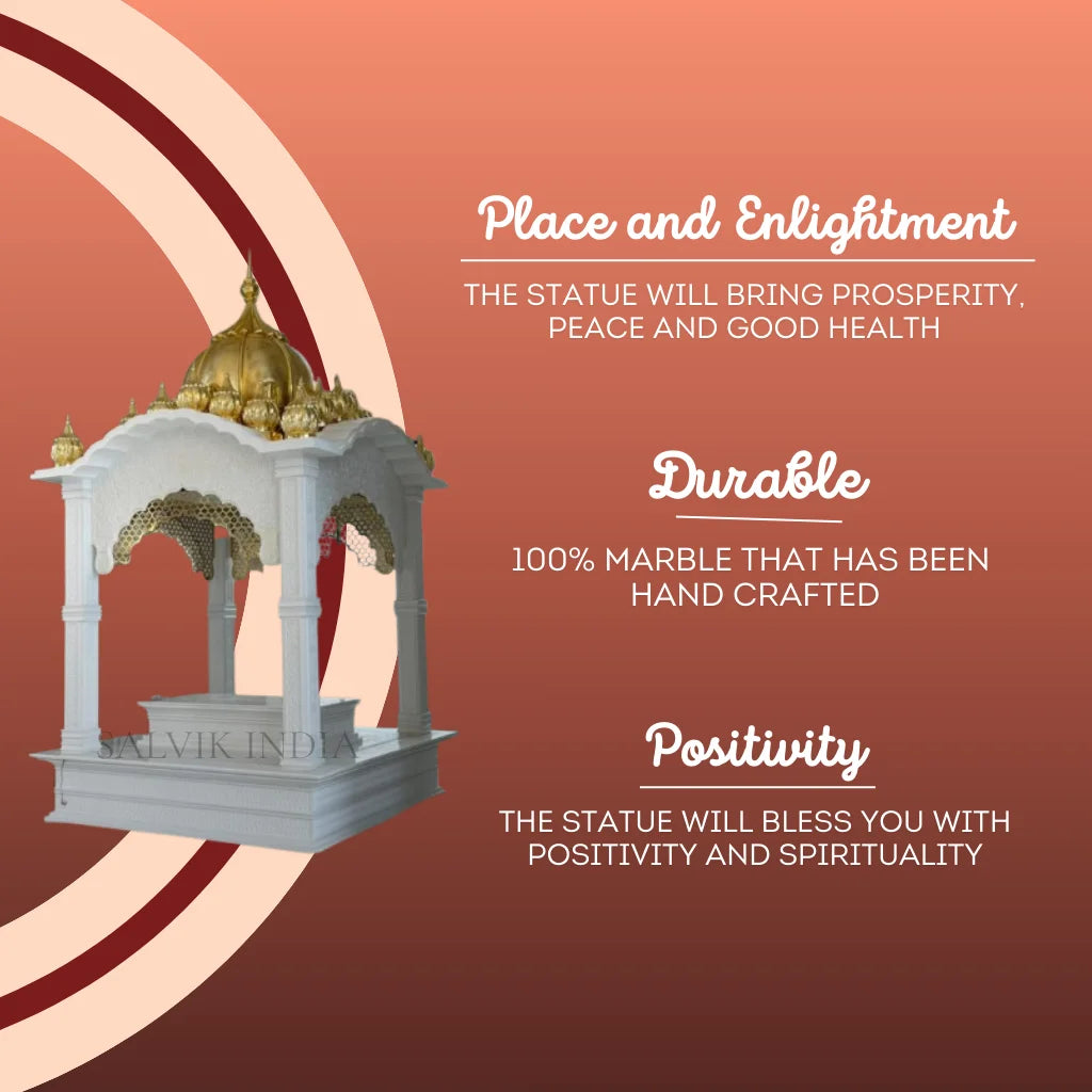 Small Marble Mandir for Home – Handcrafted Compact Pooja Temple