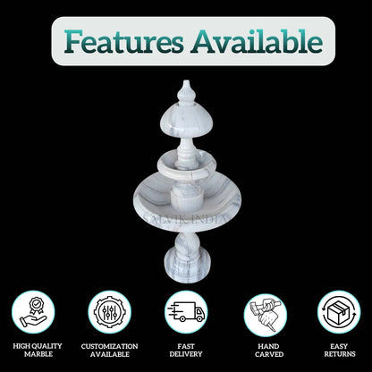Classic White Marble Basin Fountain 4ft for Garden & Outdoor Decor