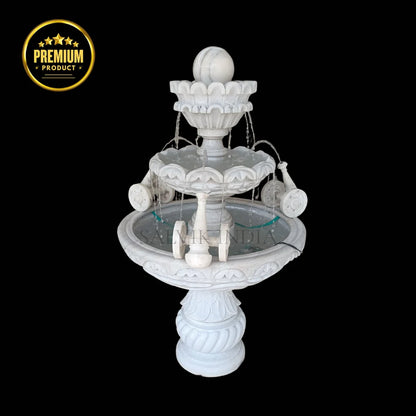 White Marble Victorian Fountain 7 Ft – Luxury Garden & Outdoor Water Fountain