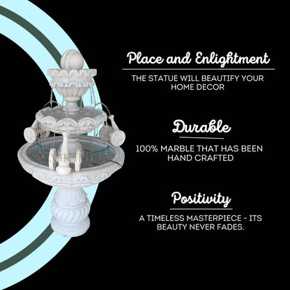 White Marble Victorian Fountain 7 Ft – Luxury Garden & Outdoor Water Fountain
