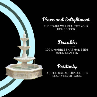 White Marble 4 Tier Water Fountain 6ft - Premium Outdoor Garden Fountain