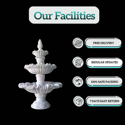 White Marble Floral Carved Fountain 5ft -  Salvik India