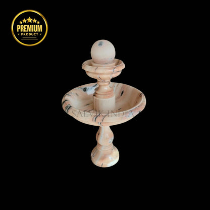 Beige Marble 2 Tier Fountain 4ft - Elegant Outdoor Marble Water Fountain