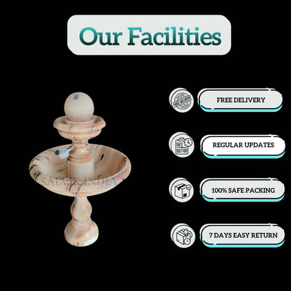 Beige Marble 2 Tier Fountain 4ft - Elegant Outdoor Marble Water Fountain