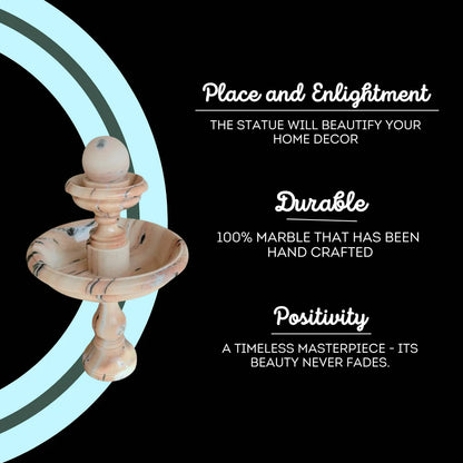 Beige Marble 2 Tier Fountain 4ft - Elegant Outdoor Marble Water Fountain