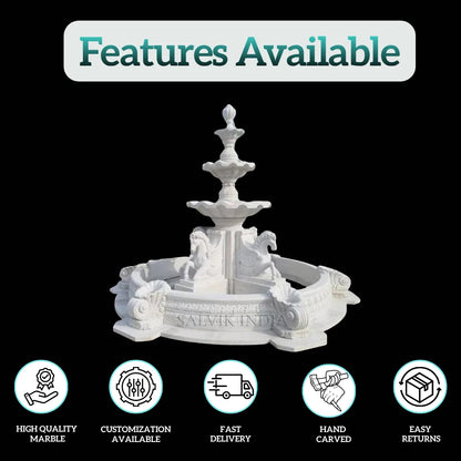 Royal Style Marble Garden Fountain 7ft – Luxury Outdoor Water Fountain