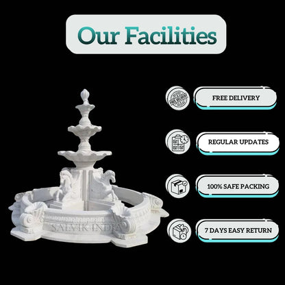 Royal Style Marble Garden Fountain 7ft – Luxury Outdoor Water Fountain