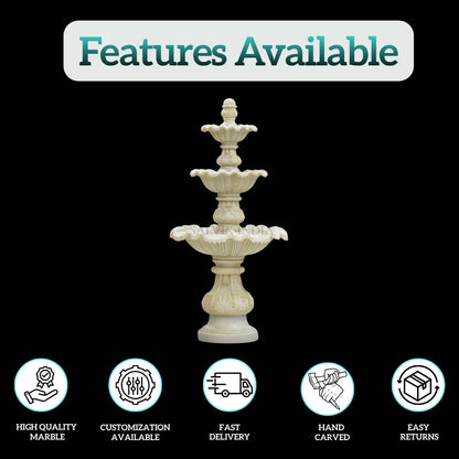 Hand Carved White Marble Courtyard Fountain 6ft