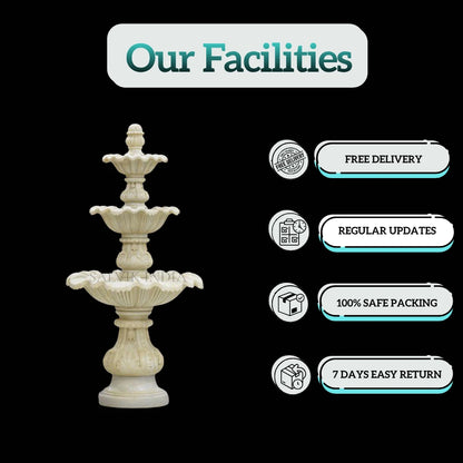 Hand Carved White Marble Courtyard Fountain 6ft