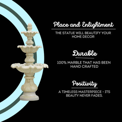Hand Carved White Marble Courtyard Fountain 6ft