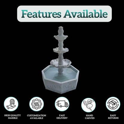 Hand-Carved Garden Marble 2-Tier Fountain – 5ft Luxury Outdoor Water Feature