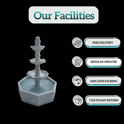 Hand-Carved Garden Marble 2-Tier Fountain – 5ft Luxury Outdoor Water Feature