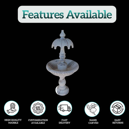 Hand Carved Marble Lotus Fountain 4ft - Elegant Outdoor Water Fountain