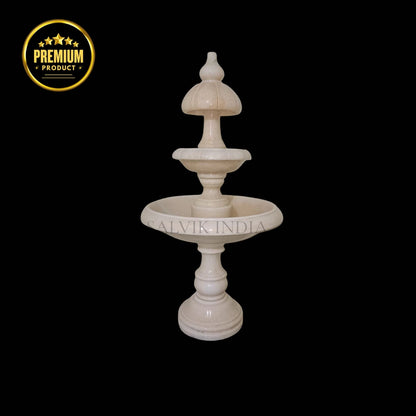 White Marble 3 Tier Garden Fountain 4ft -Elegant Outdoor Fountain for Home & Garden