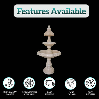 White Marble 3 Tier Garden Fountain 4ft -Elegant Outdoor Fountain for Home & Garden