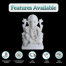 Ganesh Marble Idol - White Marble Ganesh Murti Online for Temple & Home