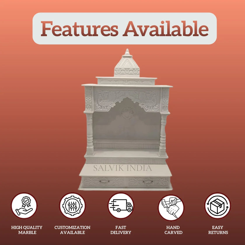 Handcrafted Makrana Marble Mandir – Premium Temple Design