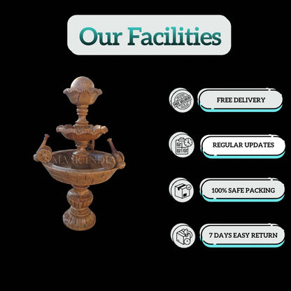 Compact Marble Fountain for Home 2.5ft – Elegant Indoor & Outdoor Water Fountain