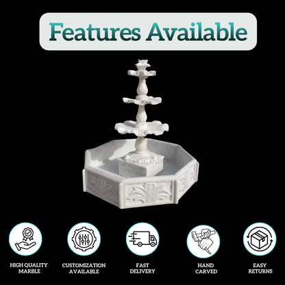 White Marble Outdoor Water Fountain 6ft - Salvik India