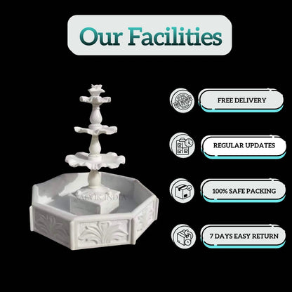 White Marble Outdoor Water Fountain 6ft - Salvik India