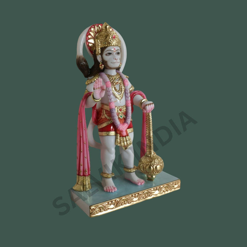 Hanuman Idol for Home – Handcrafted Makrana Marble Hanuman Murti
