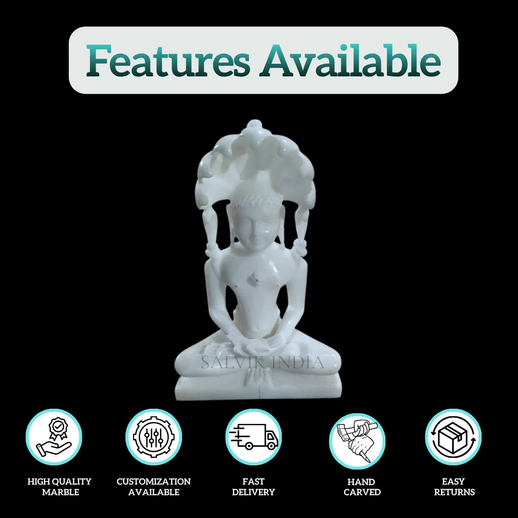 Pure White Marble Parshwanath Idol