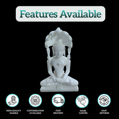Pure White Marble Parshwanath Idol