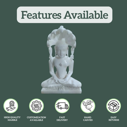 Pure White Marble Parshwanath Idol