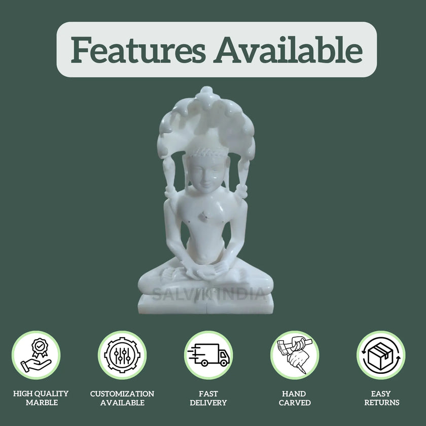 Pure White Marble Parshwanath Idol