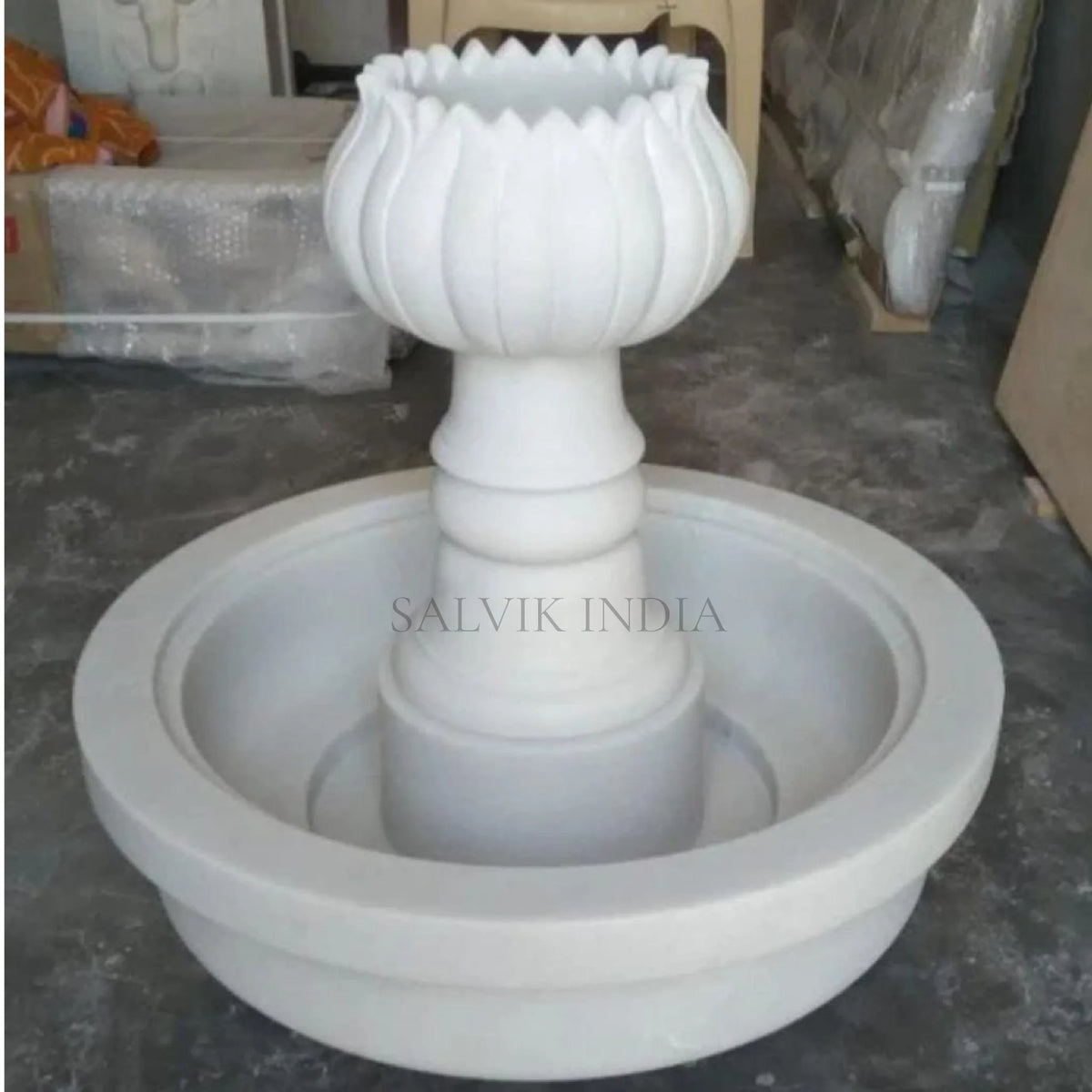 6ft garden marble lotus water fountain in white marble