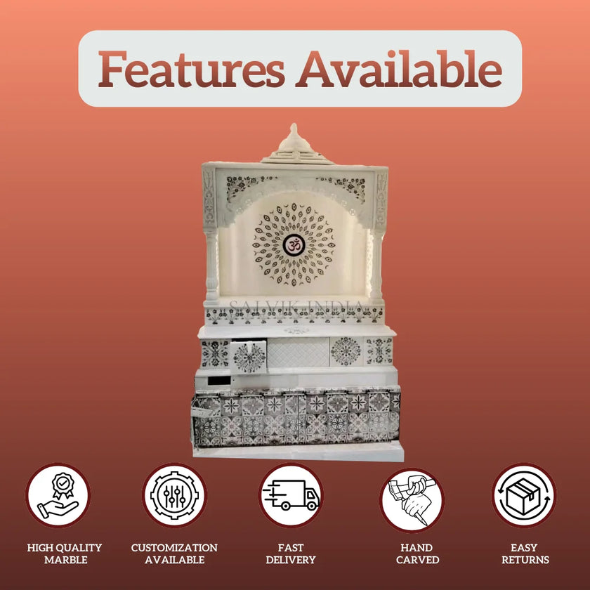 Classic Sangmarmar Marble Temple with Arch Design