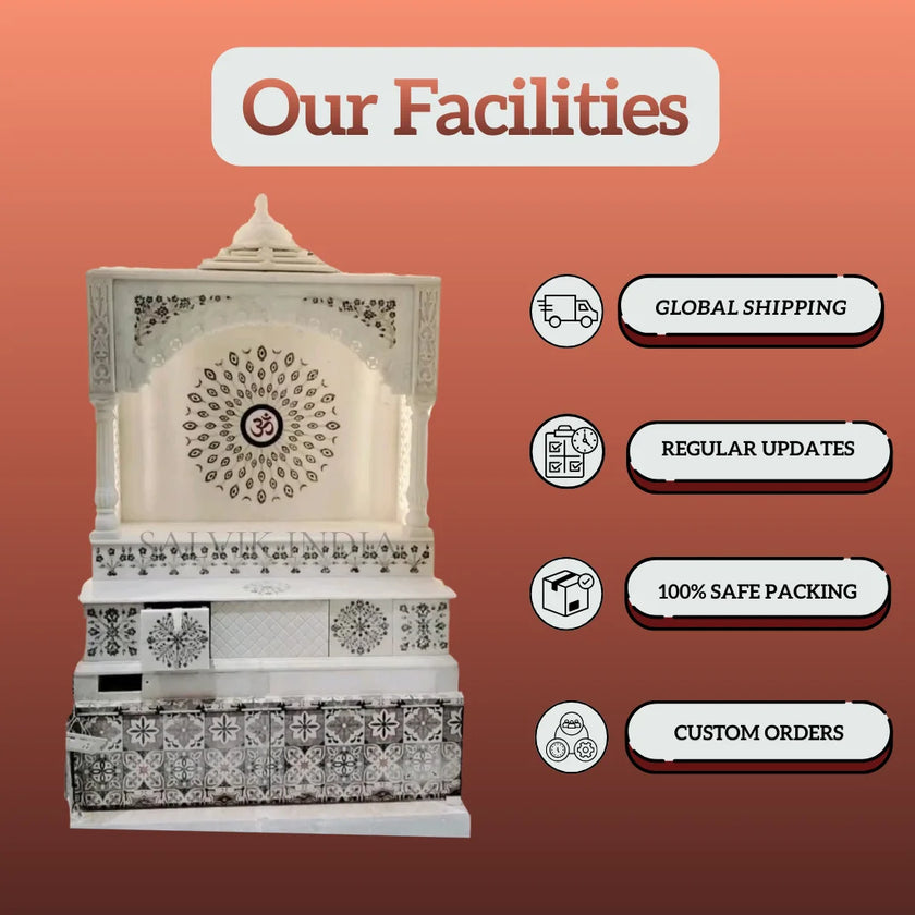 Classic Sangmarmar Marble Temple with Arch Design