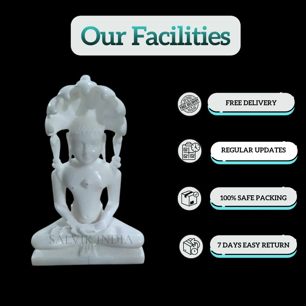 Pure White Marble Parshwanath Idol