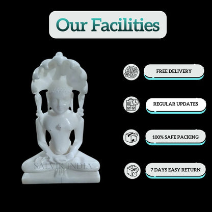 Pure White Marble Parshwanath Idol
