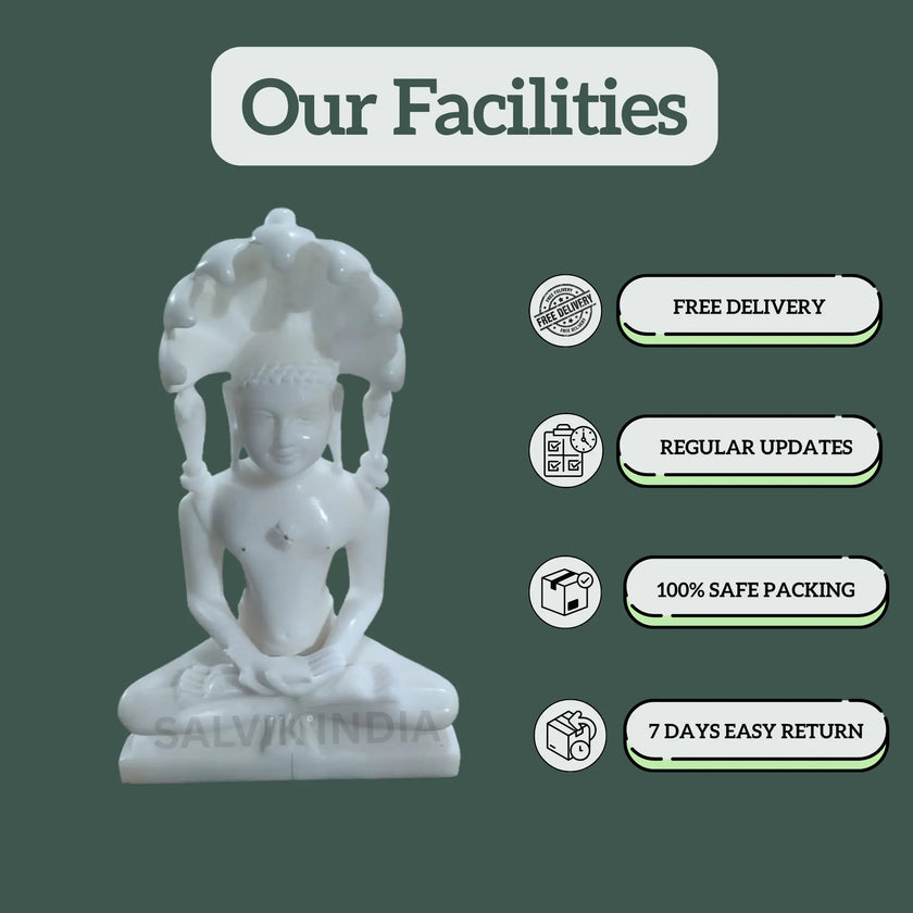 Pure White Marble Parshwanath Idol