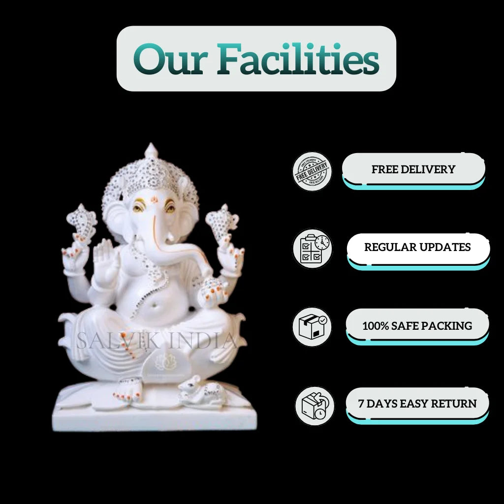 Ganesh Idol in Marble – Handcrafted Ganpati Murti for Home & Temple