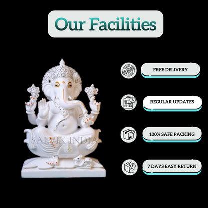 Ganesh Idol in Marble – Handcrafted Ganpati Murti for Home & Temple