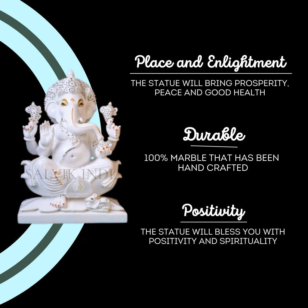 Ganesh Idol in Marble – Handcrafted Ganpati Murti for Home & Temple