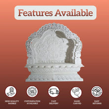 White Marble Mandir Design with Elegant Carving for Home Temple