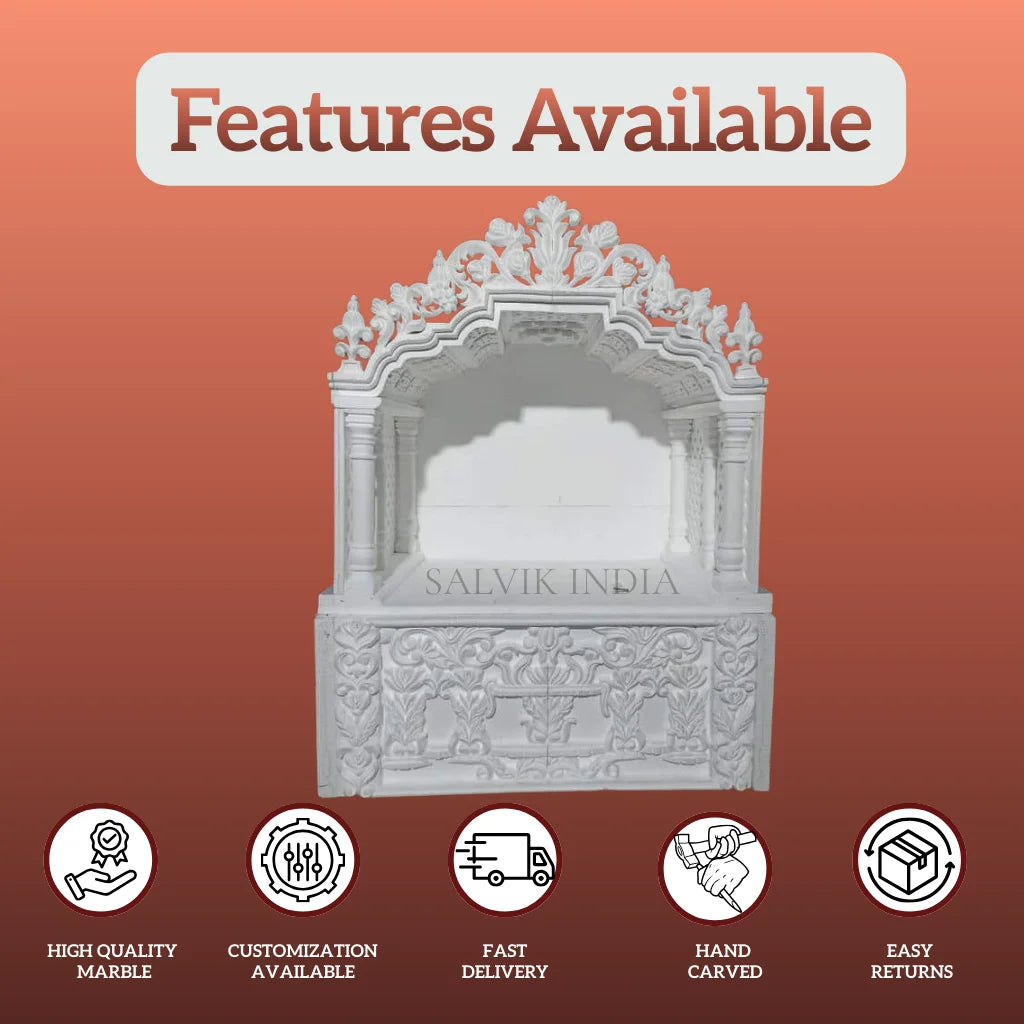 Small White Marble Mandir with Clean Traditional Finish
