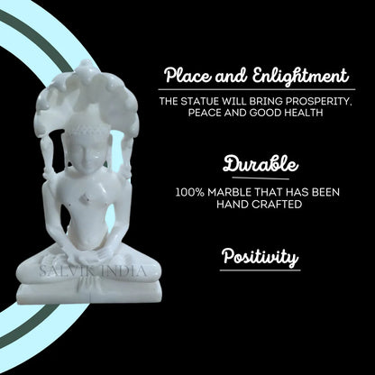 Pure White Marble Parshwanath Idol