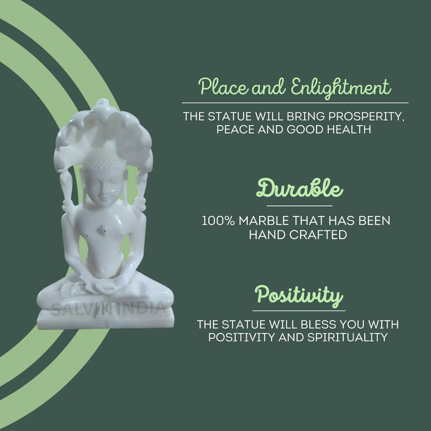 Pure White Marble Parshwanath Idol