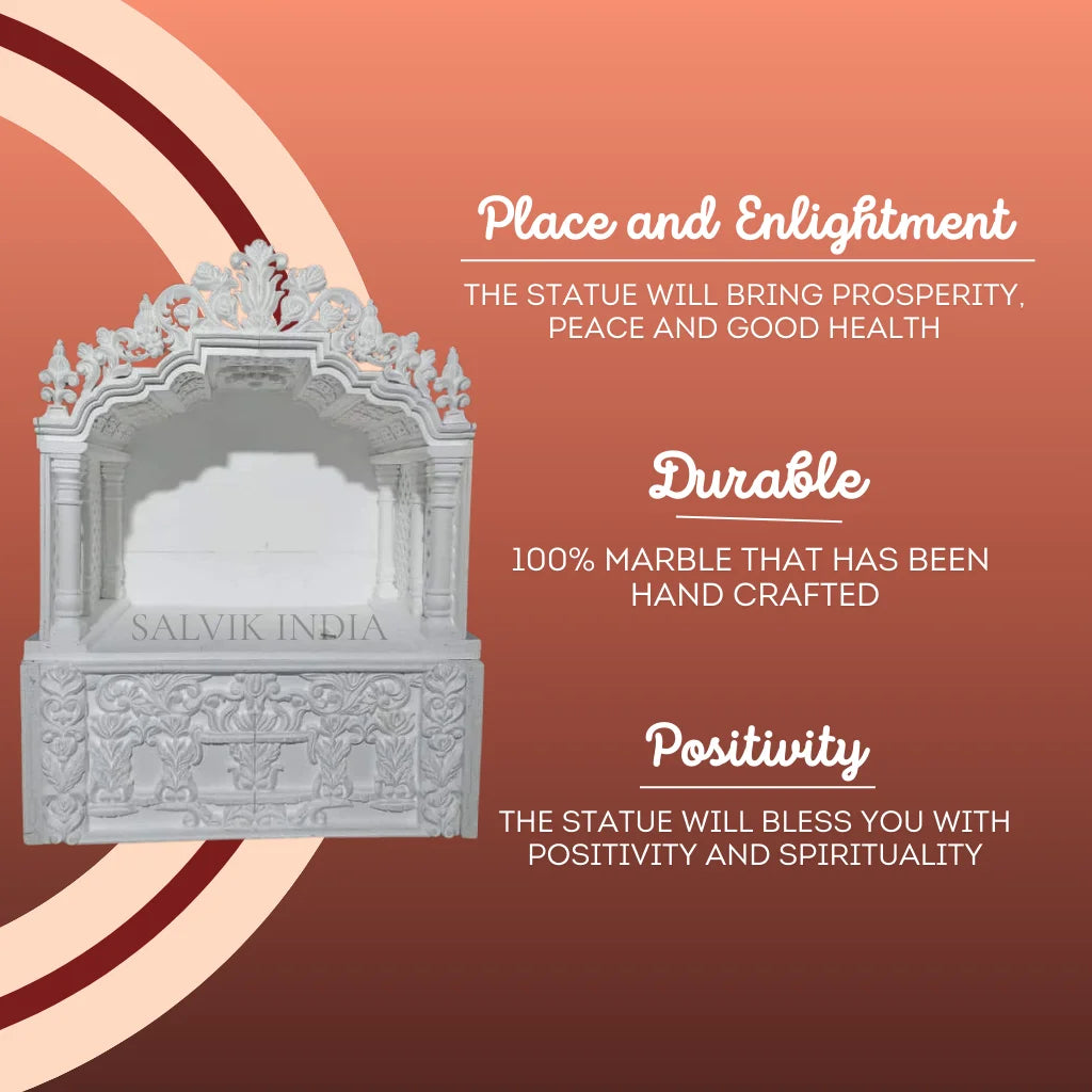 Small White Marble Mandir with Clean Traditional Finish