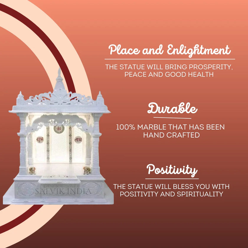 Premium Makrana Marble Mandir with Ornamental Carving