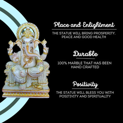 Bhagwan Ganesha Ji Statue in White Marble