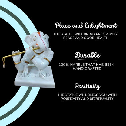 Marble Ganesh Murti 1 Feet – Handcrafted White Marble Ganpati Idol for Home & Temple