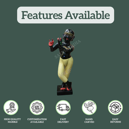 Black Marble Iskcon Krishna Statue (12 - 30 Inch) 1